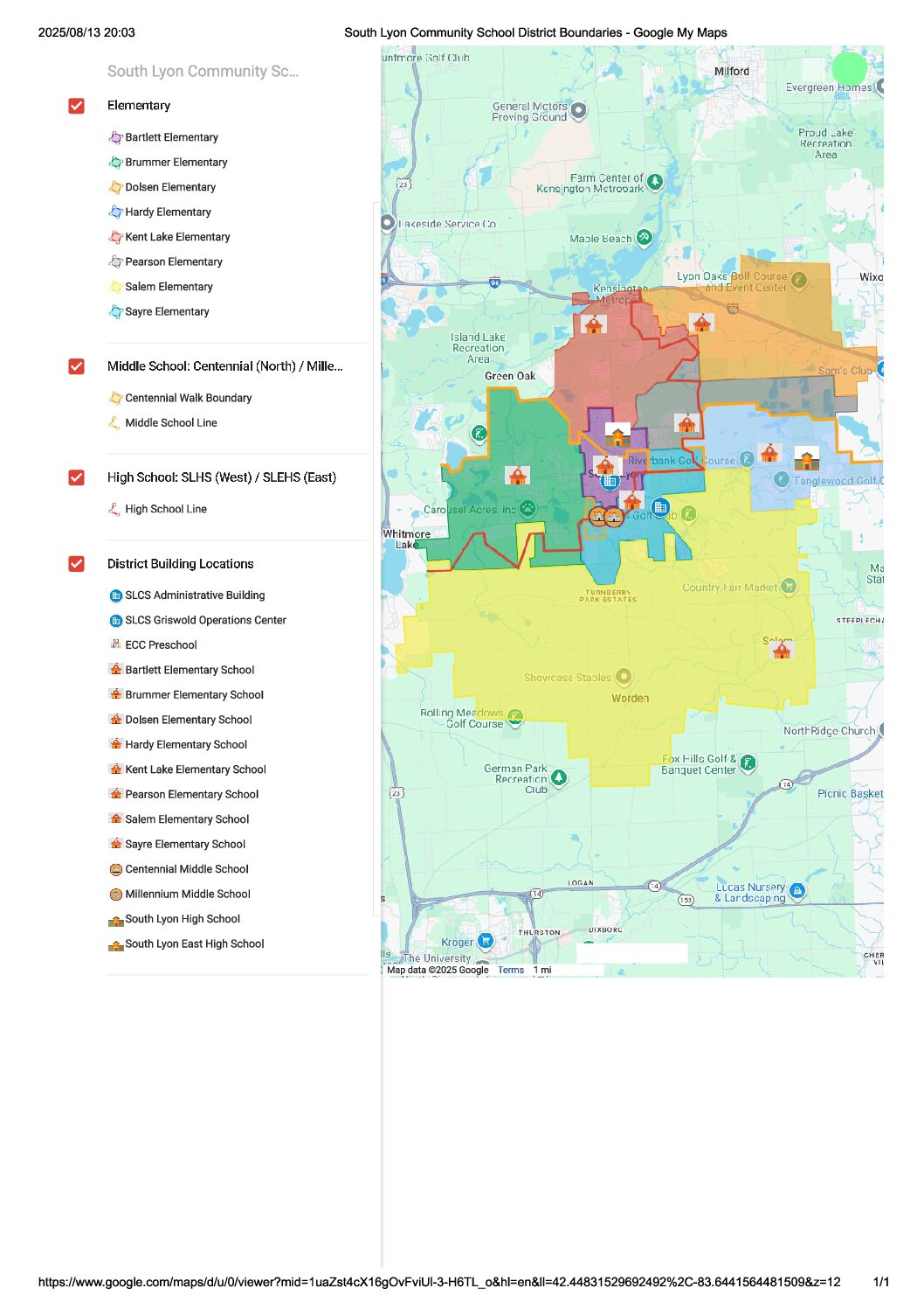 サウスライオン学区（South Lyon）学区　